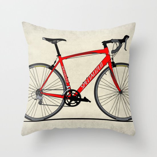 Specialized Racing Road Bike Throw Pillow