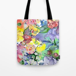 Watercolor Floral Pattern in Pastel Summer Colors Tote Bag