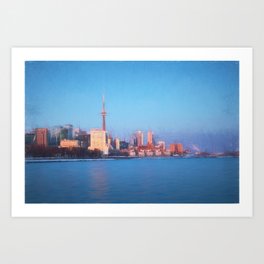 Mixed-media Canadian cityscape - Toronto City skyline at blue hour Art Print