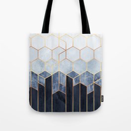 Tote Bags Society6 Soft Blue Hexagons Tote Bag