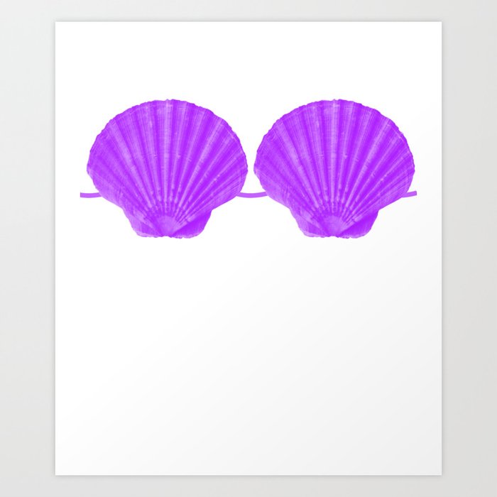 Mermaid Seashell Bra Purple Funny Brassiere Summer Art Print