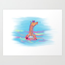 Neon Pastel Giraffe Art Print