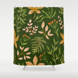 Lovely leaves and flower hand drawn illustration pattern Shower Curtain