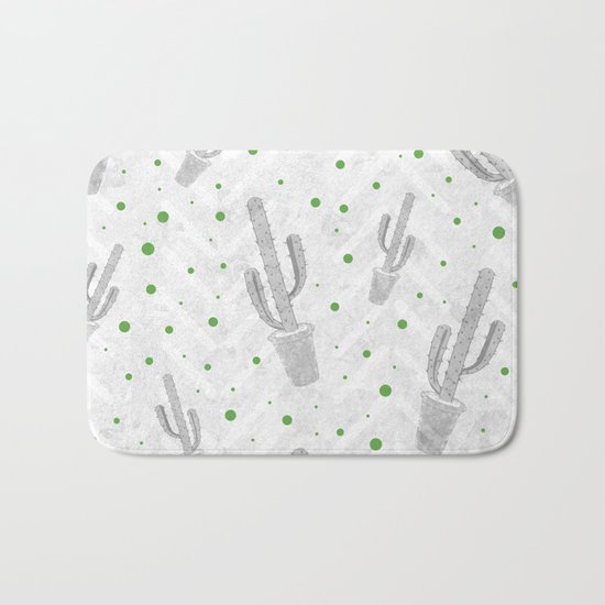 Cactus Polka Dots Pattern Bath Mat
