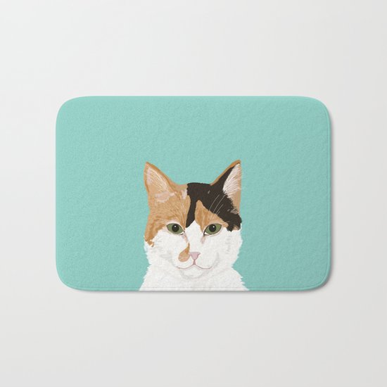 Calico Cat - Cute cat black, white, tan, orange tabby cat, cute kitten Bath Mat