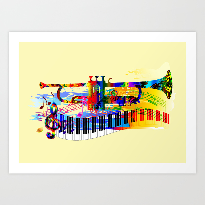 musical notes colour paint splash canvas print picture