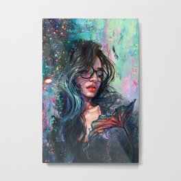 Limbo Metal Print | Abstract, Snail, Woman, Oil, Popsurrealism, Limb, Painting, Glasses, Pastelgreenpink, Iridescent 