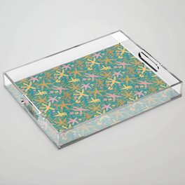 Dancing Starfish on Teal Acrylic Tray