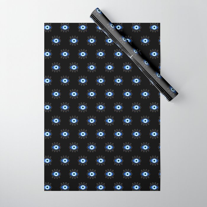 Evil Eye on Black Wrapping Paper