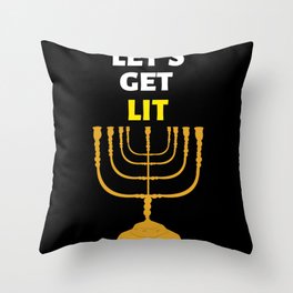Funny Happy Hanukkah Candles Menorah Jewish Throw Pillow