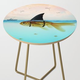 goldfish with a shark fin Side Table