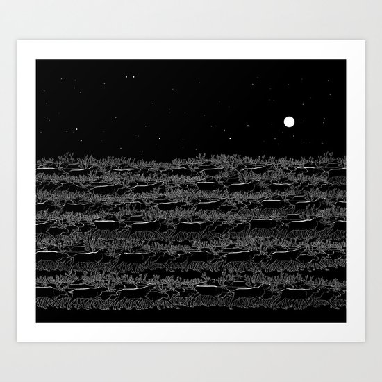 Night belongs to Reindeer Art Print