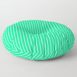 [ Thumbnail: Green & Powder Blue Colored Pattern of Stripes Floor Pillow ]