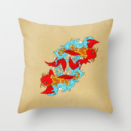 gold fish Throw Pillow