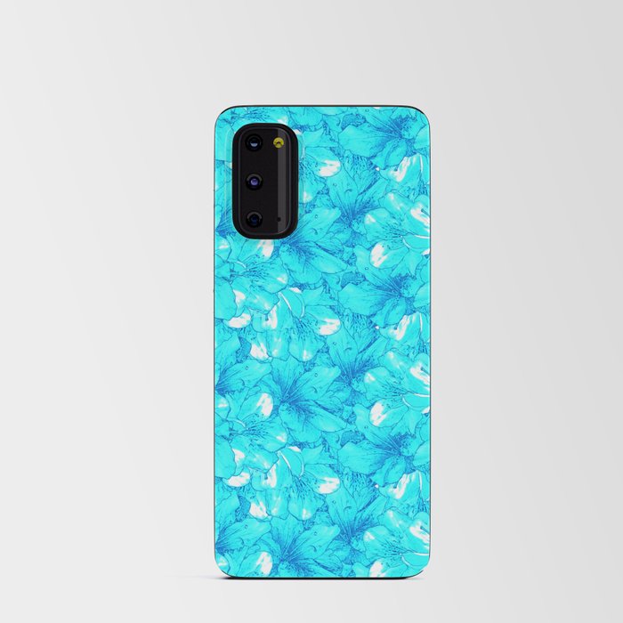 vaporwave blue ice floral azalea flowering flower bouquet pattern Android Card Case