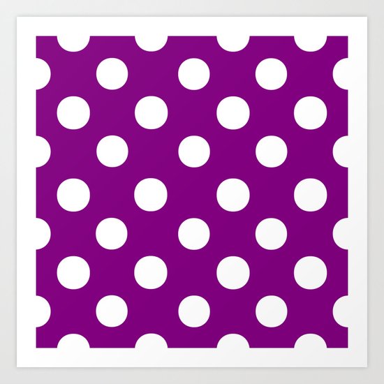 Polka Dots (White/Purple) Art Print