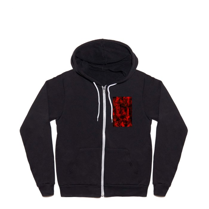 Nervous Energy Grungy Abstract Art  Red And Black Full Zip Hoodie
