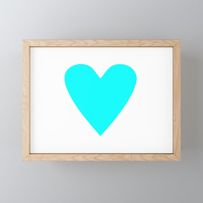 Neon Blue Heart Framed Mini Art Print