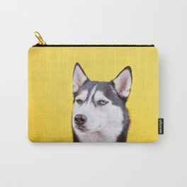 Funny Dissatisfied Bieyed Husky On Yellow  Carry-All Pouch