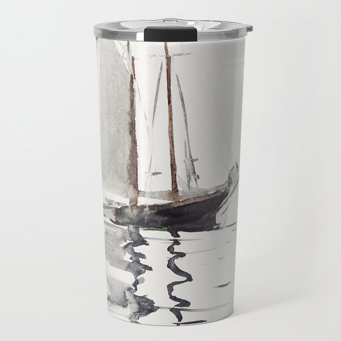 Winslow Homer's Two masted Schooner with Dory Travel Mug