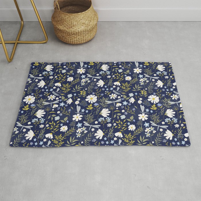 Daisies and Dragonflies Rug