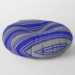 [ Thumbnail: Blue and Dim Grey Colored Stripes Pattern Floor Pillow ]