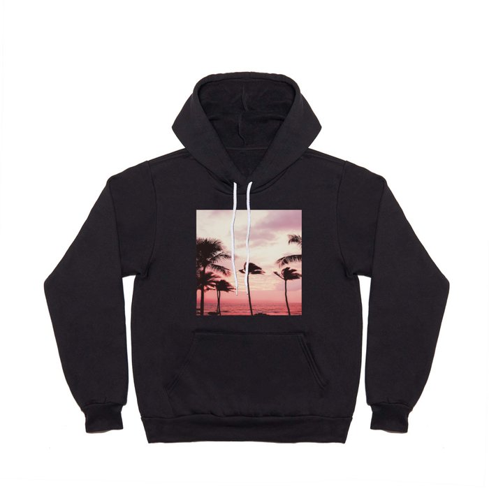 Tropical Palm Tree Pink Sunset Hoody