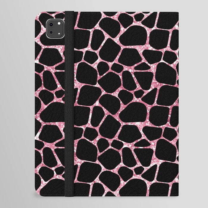 Black Pink Giraffe Skin Print iPad Folio Case