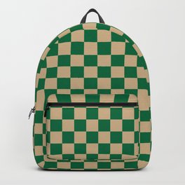 Tan Brown and Cadmium Green Checkerboard Backpack