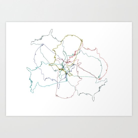 Map collage Art Print
