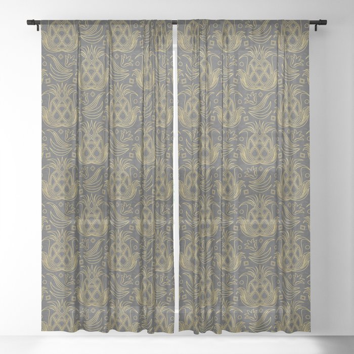 Luxe Pineapple // Textured Gray Sheer Curtain