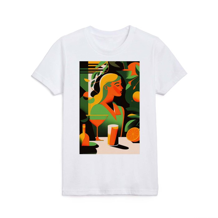 Woman and Cocktail Abstract Art #28 Kids T Shirt