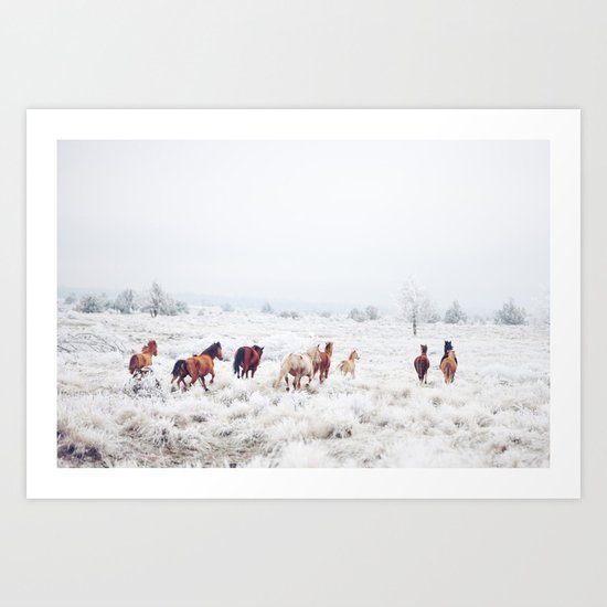 Winter Horses Art Print