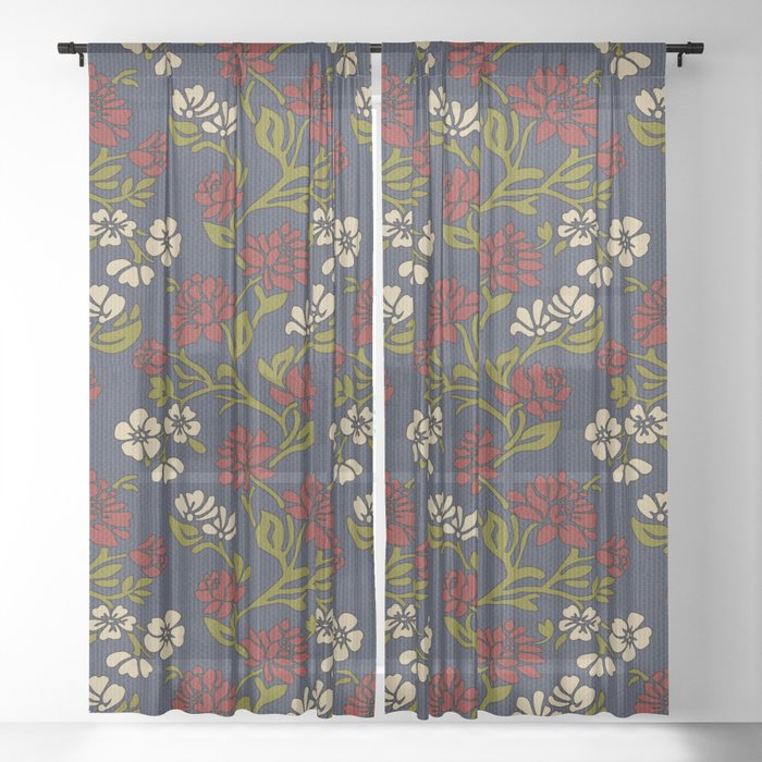 Vintage Style Victorian Floral Upholstery Fabric Sheer Curtain By