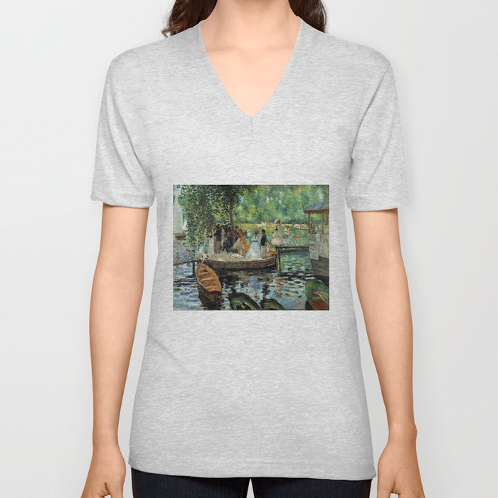 La Grenouillère by Pierre-Auguste Renoir (1869) V Neck T Shirt