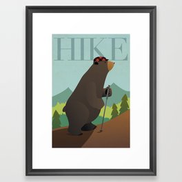 Hiking Bear Framed Art Print
