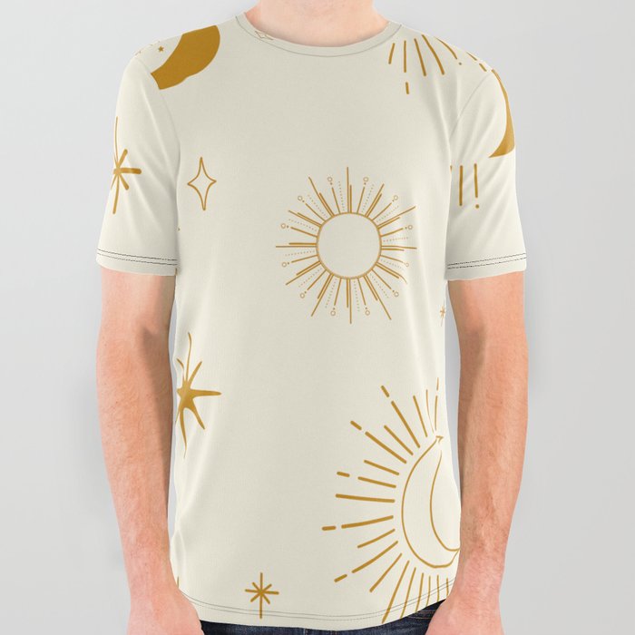 celestial moon and sun pattern i All Over Graphic Tee