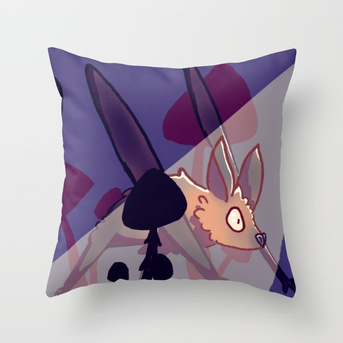 Bat Among Mushrooms Throw Pillow