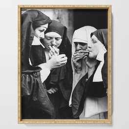 Smoking Nuns Serving Tray