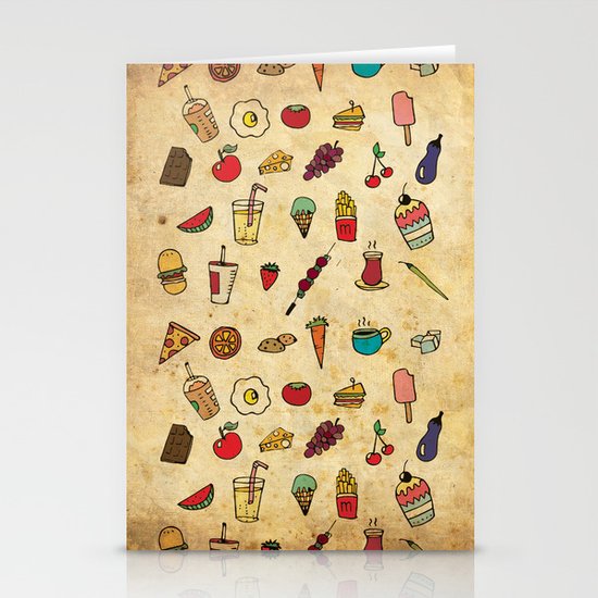 Food Love Pattern Stationery Cards