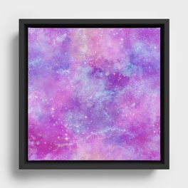 Purple Pink Galaxy Painting Framed Canvas