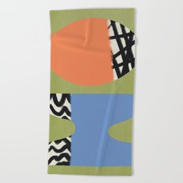 Minimal cut out in orange and blue Beach Towel
