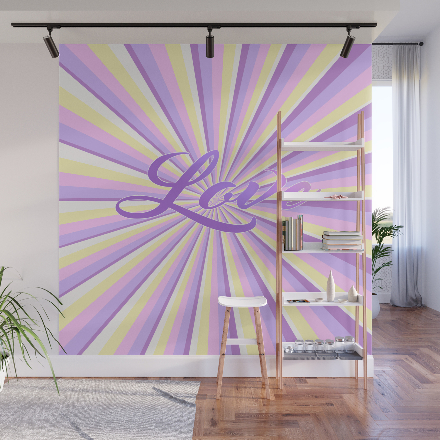 Abstract Geometric Stripes With Unicorn Colors Design Wall Mural