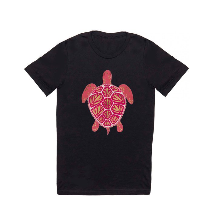 Sea Turtle in Pink & Gold T Shirt