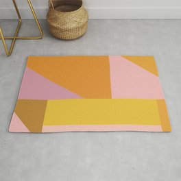 Shapes in Vintage Modern Pink, Orange, Yellow, and Lavender Area & Throw Rug