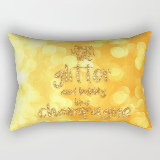 She is bright- Gold glitter Typography - Rectangular Pillow