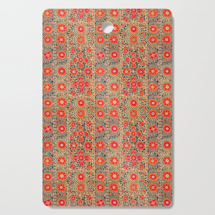 Vintage Persian Tribal Tiled Pattern Print Boho Orange Pink Blue Cutting Board