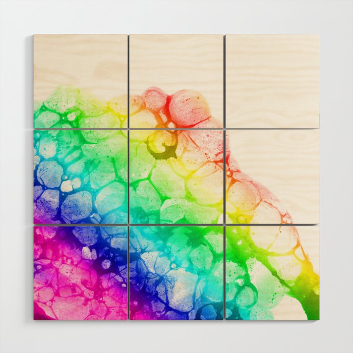 Watercolor Rainbow Abstract Bubble Splashing Paint Isolated On