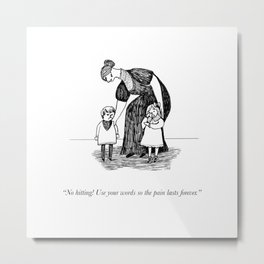 Use Your Words (An Homage To Edward Gorey) Metal Print | Drawing, Vintage, Antique, Ink Pen, Victorian, Family, Funny, Cartoon, Comic, Blackandwhite 