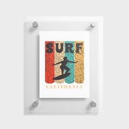 Surf California Colorful Design Floating Acrylic Print